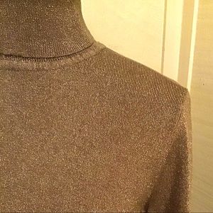 Chico’s Copper Gold Sparkle Turtleneck Sweater M
